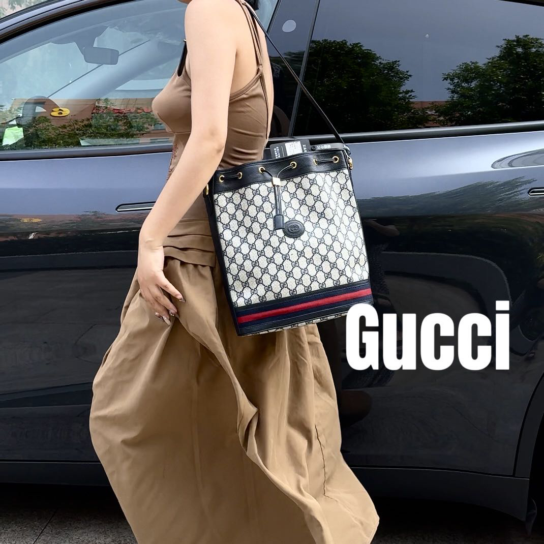 修复品618717/GUCCI/古驰op系列中号抽绳水桶 配皮换新