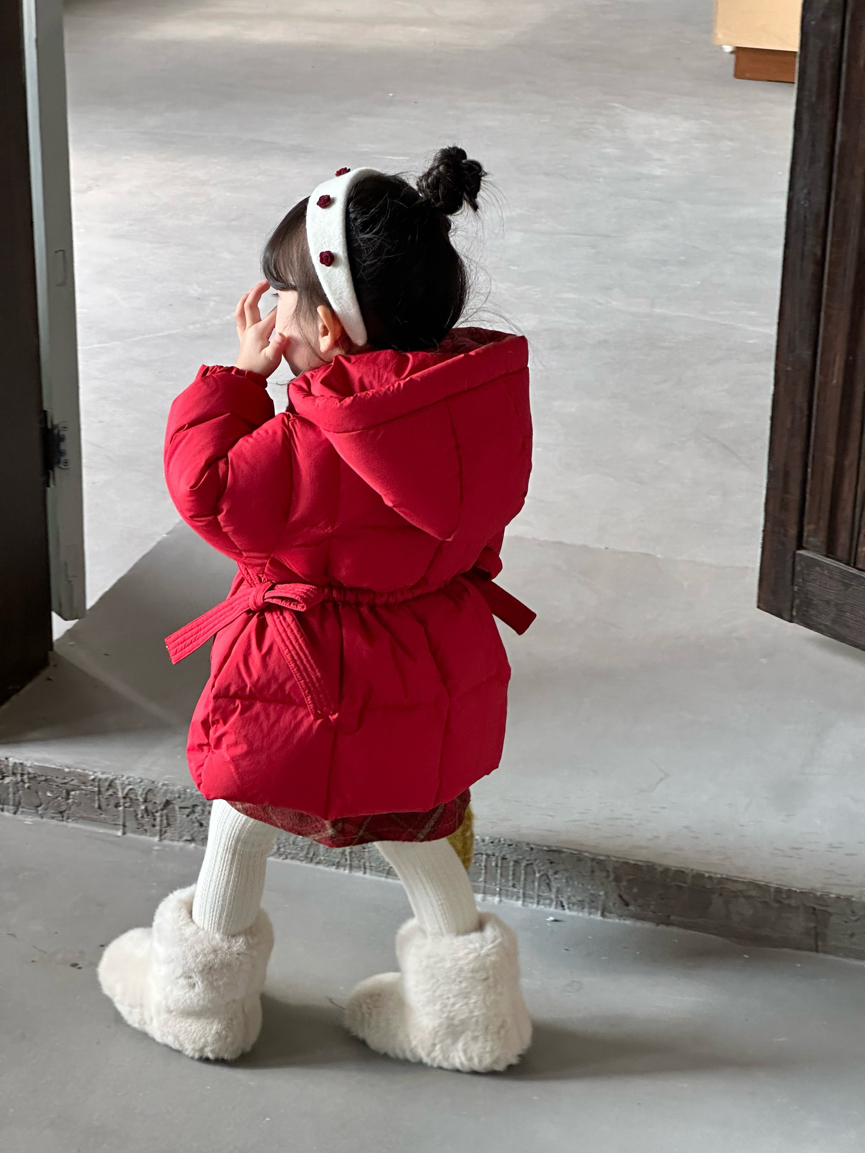 韩版休闲风图案常规款女洋气小童3-6岁保暖羽绒服儿童童装