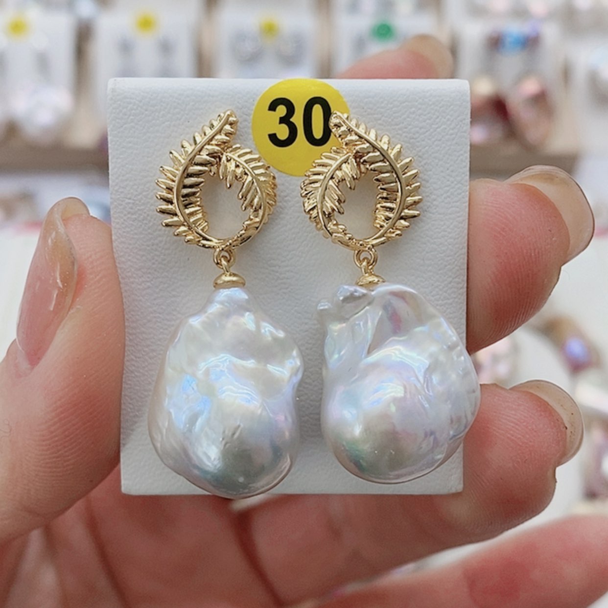 【闪购商品】淡水珍珠耳饰9K金镶嵌