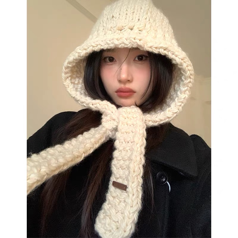 米娜家手工针织含羊毛巴拉克拉法帽