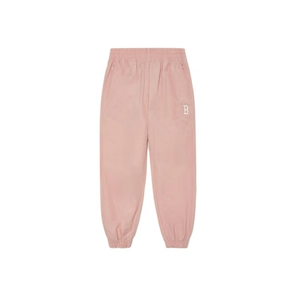 MLB 纯色Logo刺绣松紧腰束脚卫裤运动裤 女款 浅珊瑚色0124