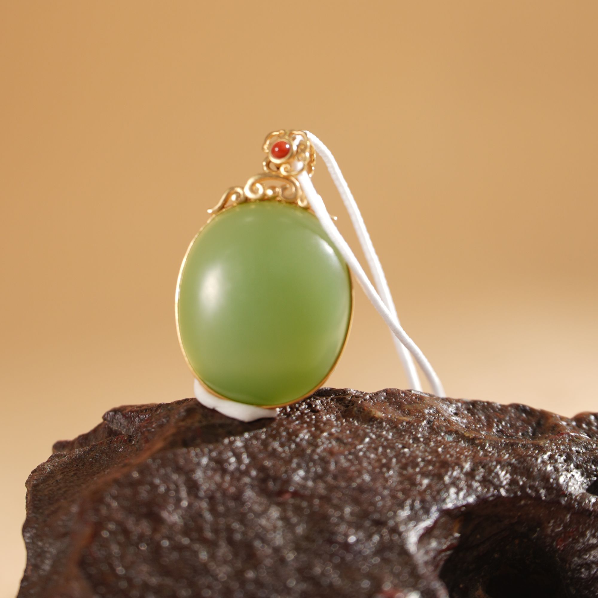 HA00333和田玉碧玉蛋面吊坠