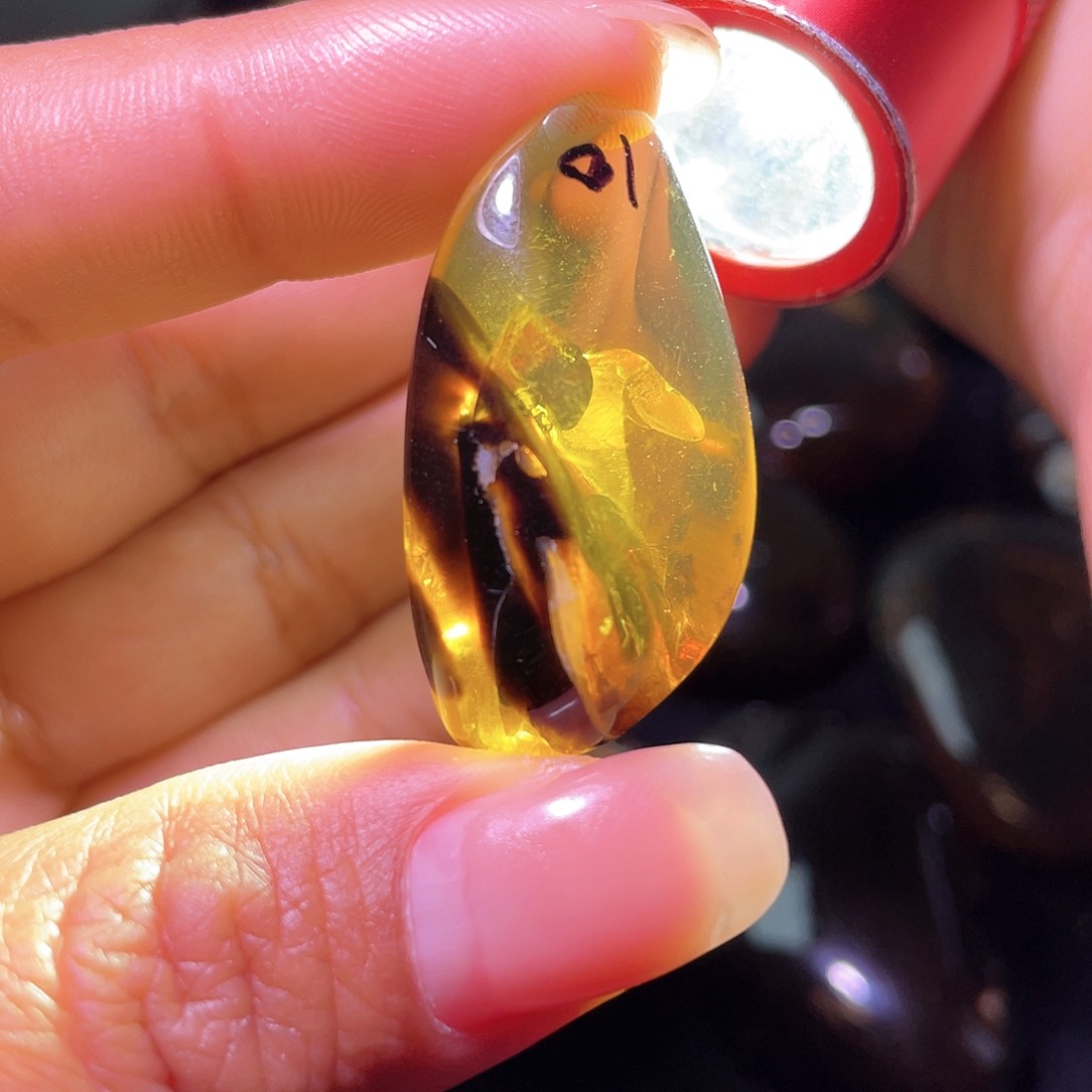 琥珀裸石未镶嵌？