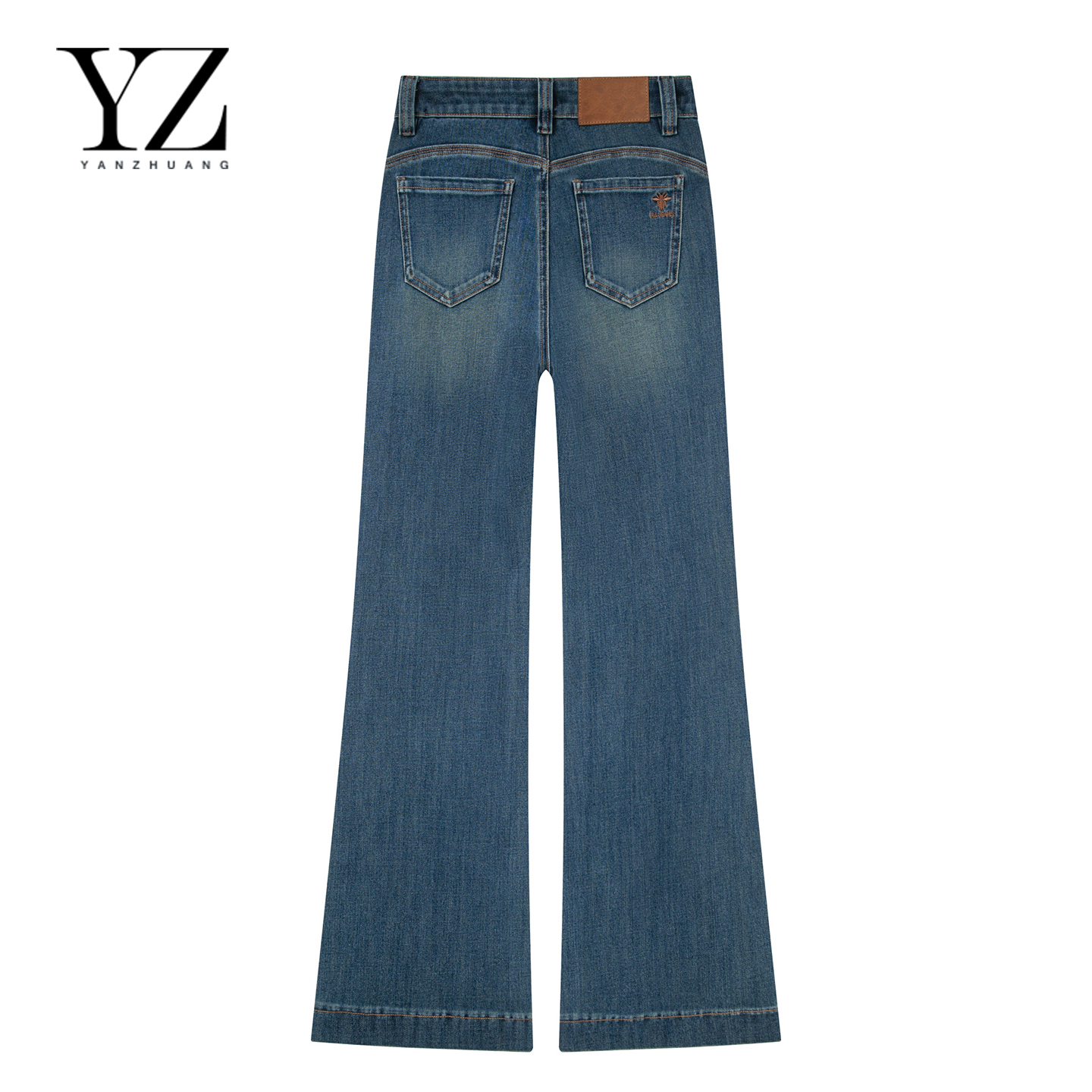 秋季新品【筒叭裤】怀旧绿宽松四面弹女士百搭牛仔裤喇叭裤