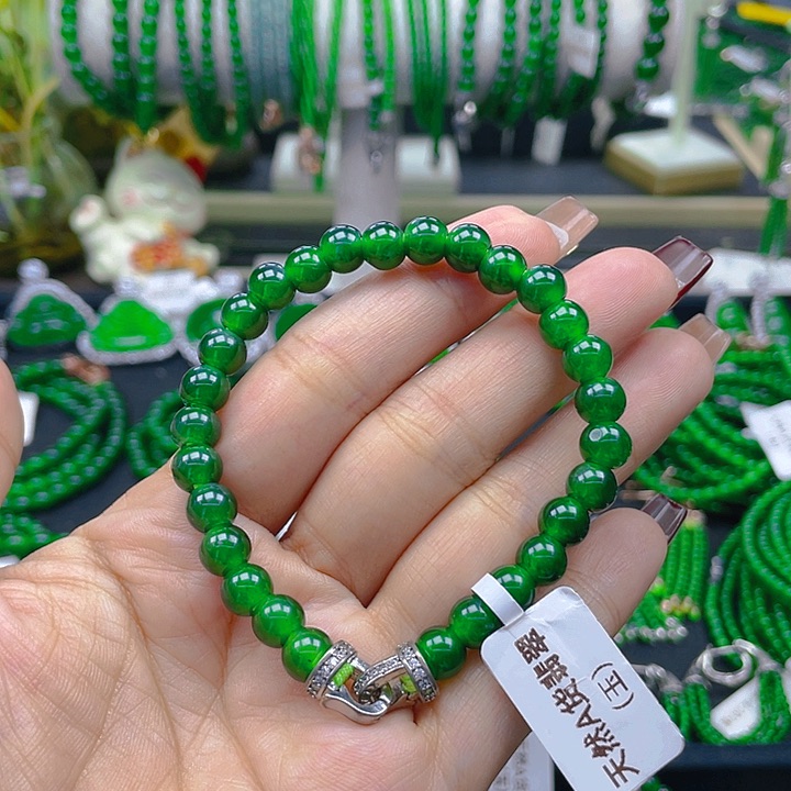翡翠手链未镶嵌圆珠手链7