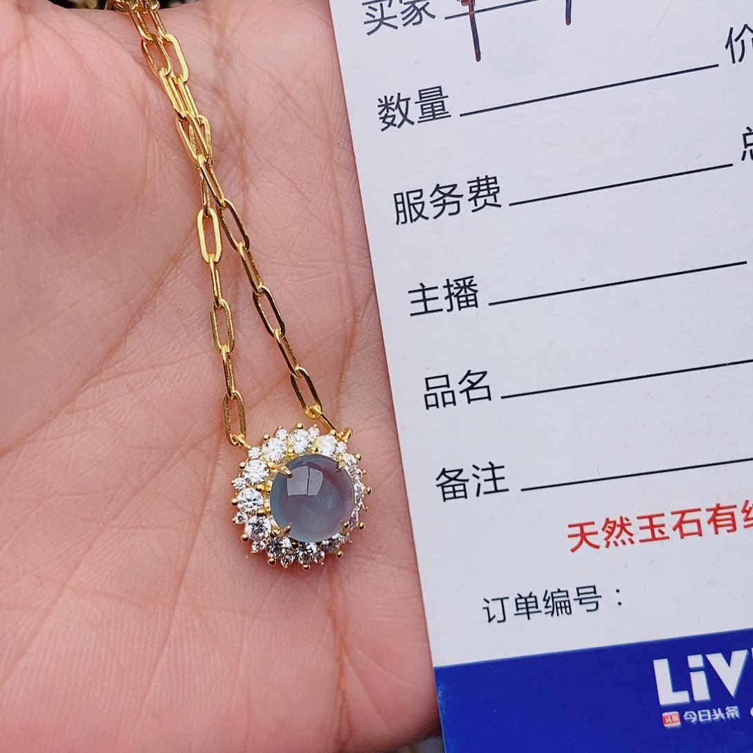 翡翠戒指银S925镶嵌吊坠