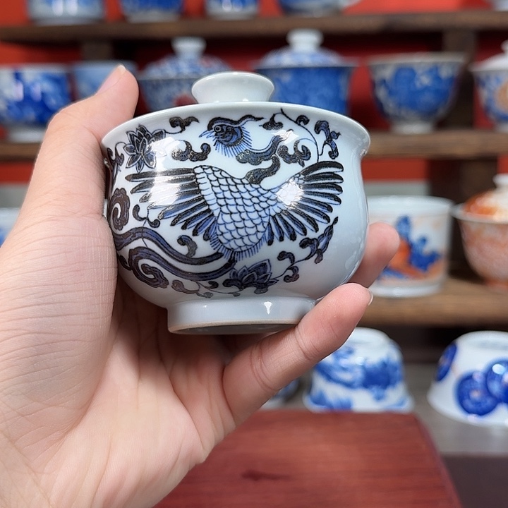 杯现代景德镇陶瓷盖碗