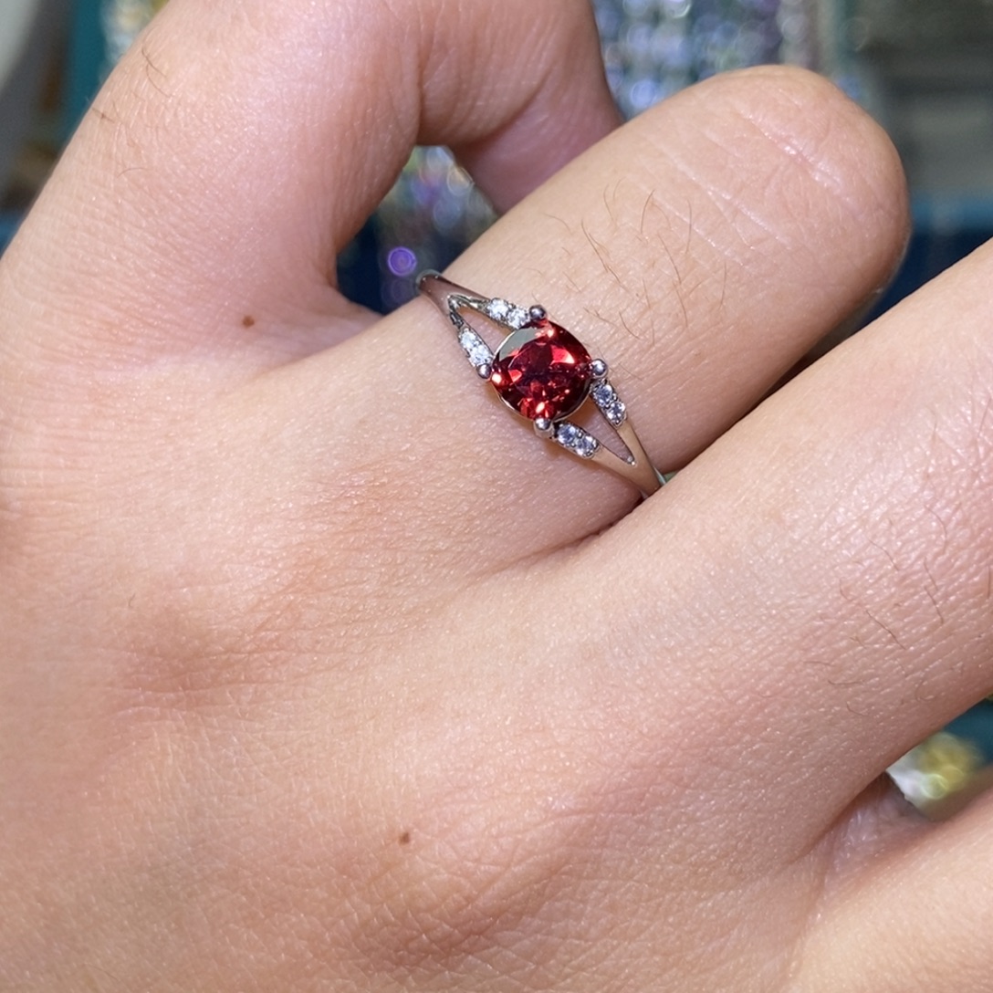 石榴石戒指银S925镶嵌