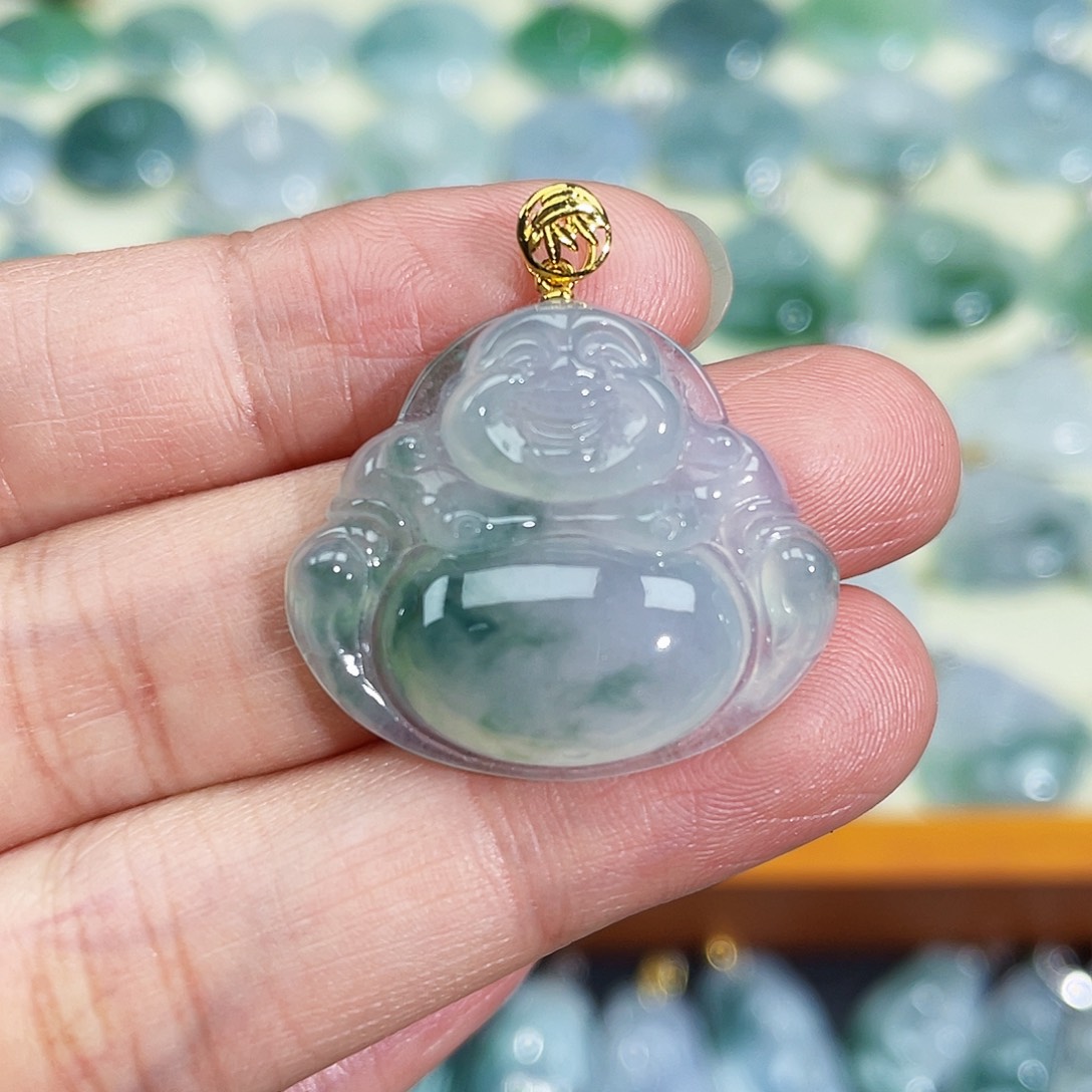 翡翠颈饰18K金镶嵌吊坠