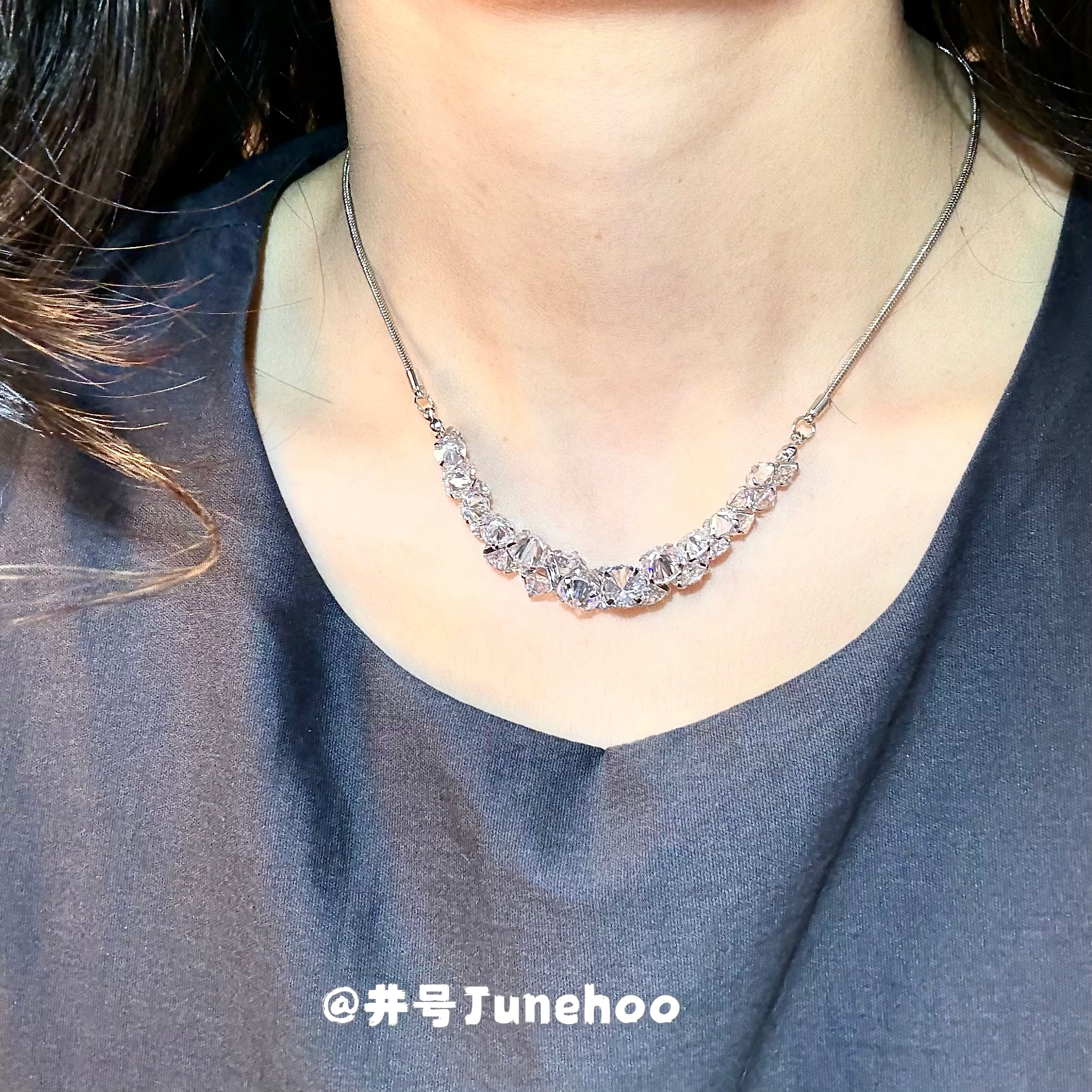 不锈钢项链 铜合金项链 钛钢锆石项链 1452微笑星河满锆锁骨链项