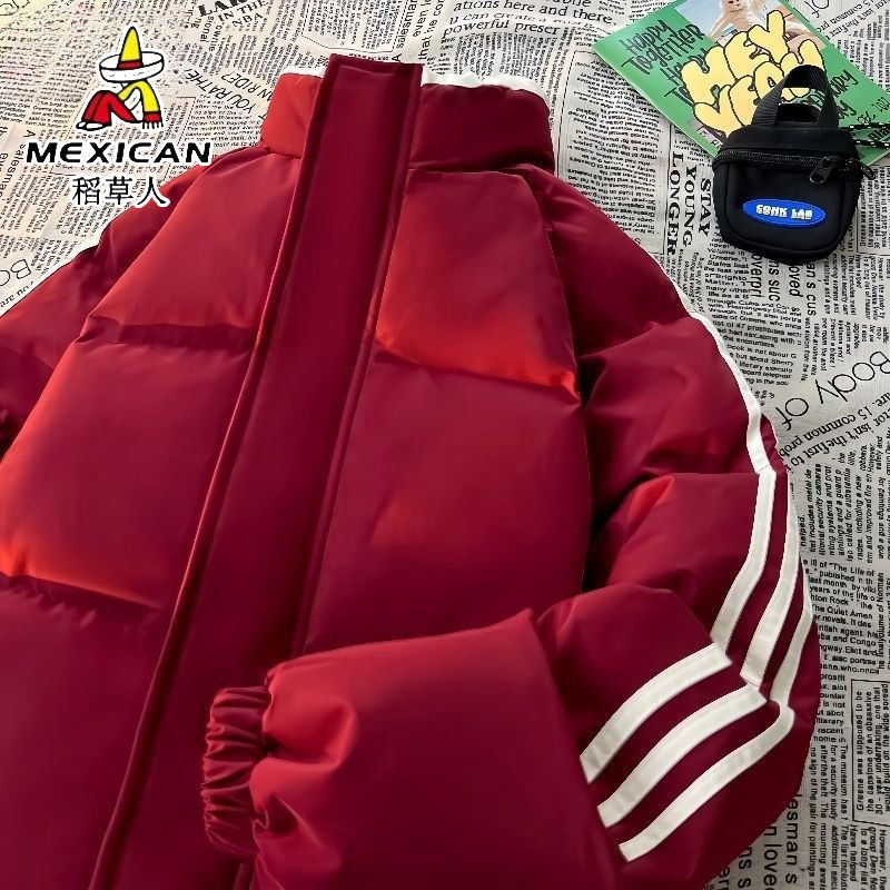 【新年红】稻草人情侣棉袄男女冬季保暖加厚立领防风宽松棉衣外套