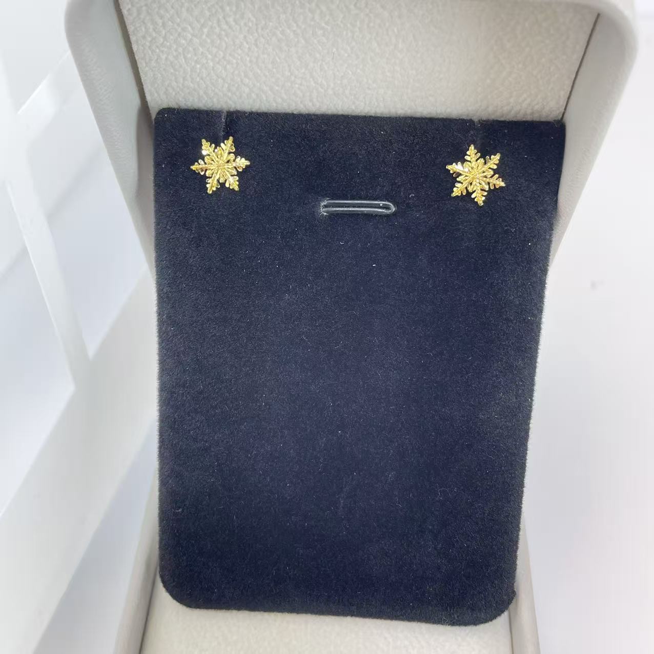 5G黄金足金999雪花直针耳钉 轻奢时尚 21024 21023