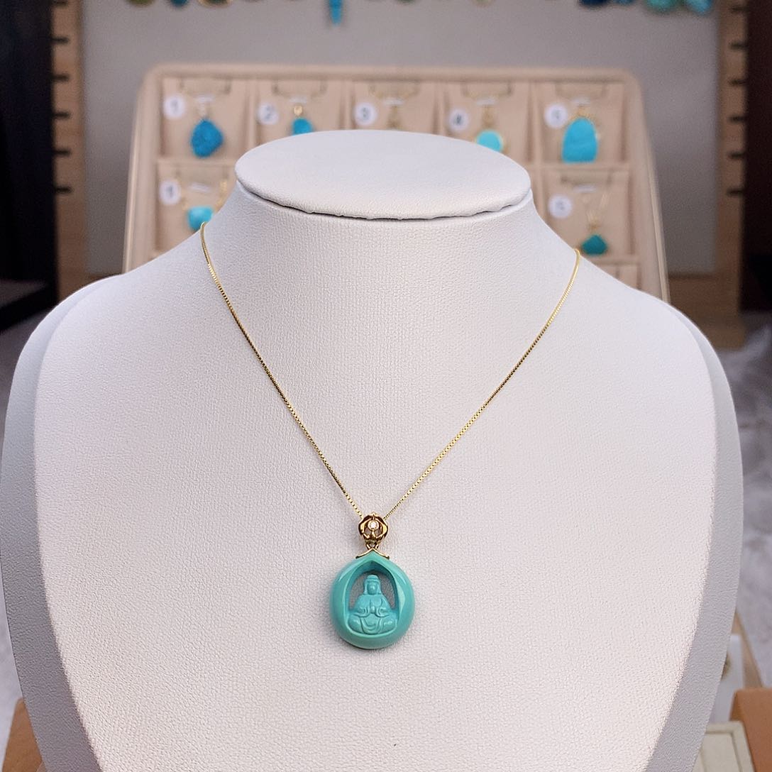 绿松石颈饰18K金镶嵌