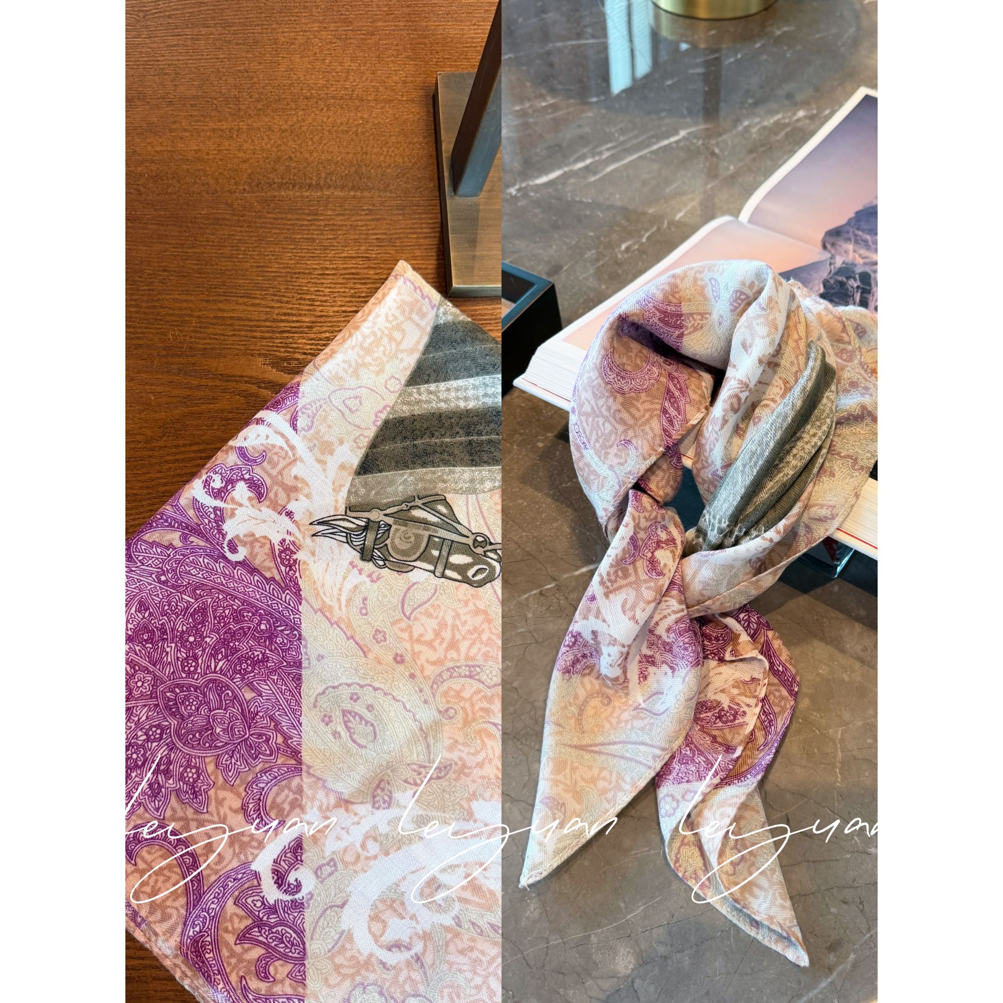 【丝巾粉紫款】LEYUAN·丝巾植物园西西里大方巾女围巾空调保暖披肩