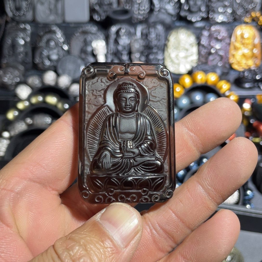 黑曜岩吊坠(赠链)未镶嵌不*