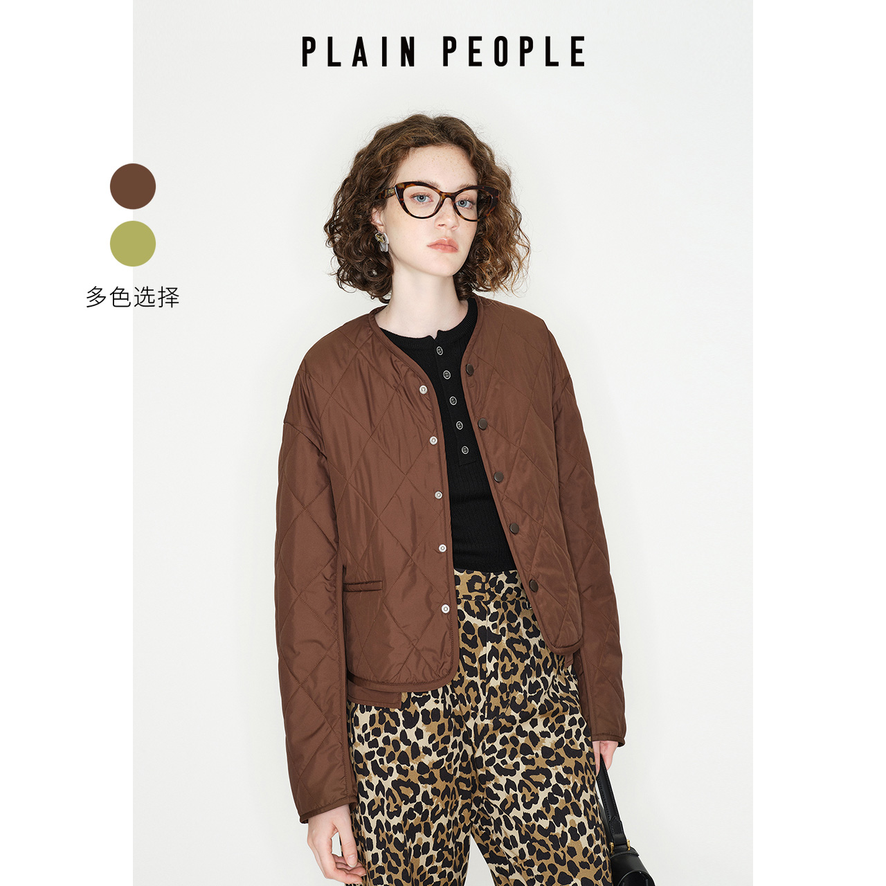 轻户外复古格子夹克短外套女咖红色2024冬季新款UW0102C41