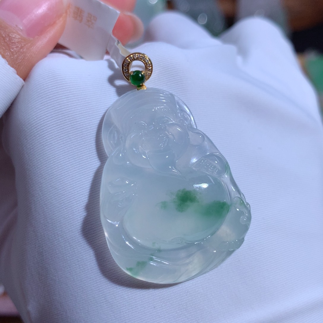 翡翠颈饰18K金镶嵌财财