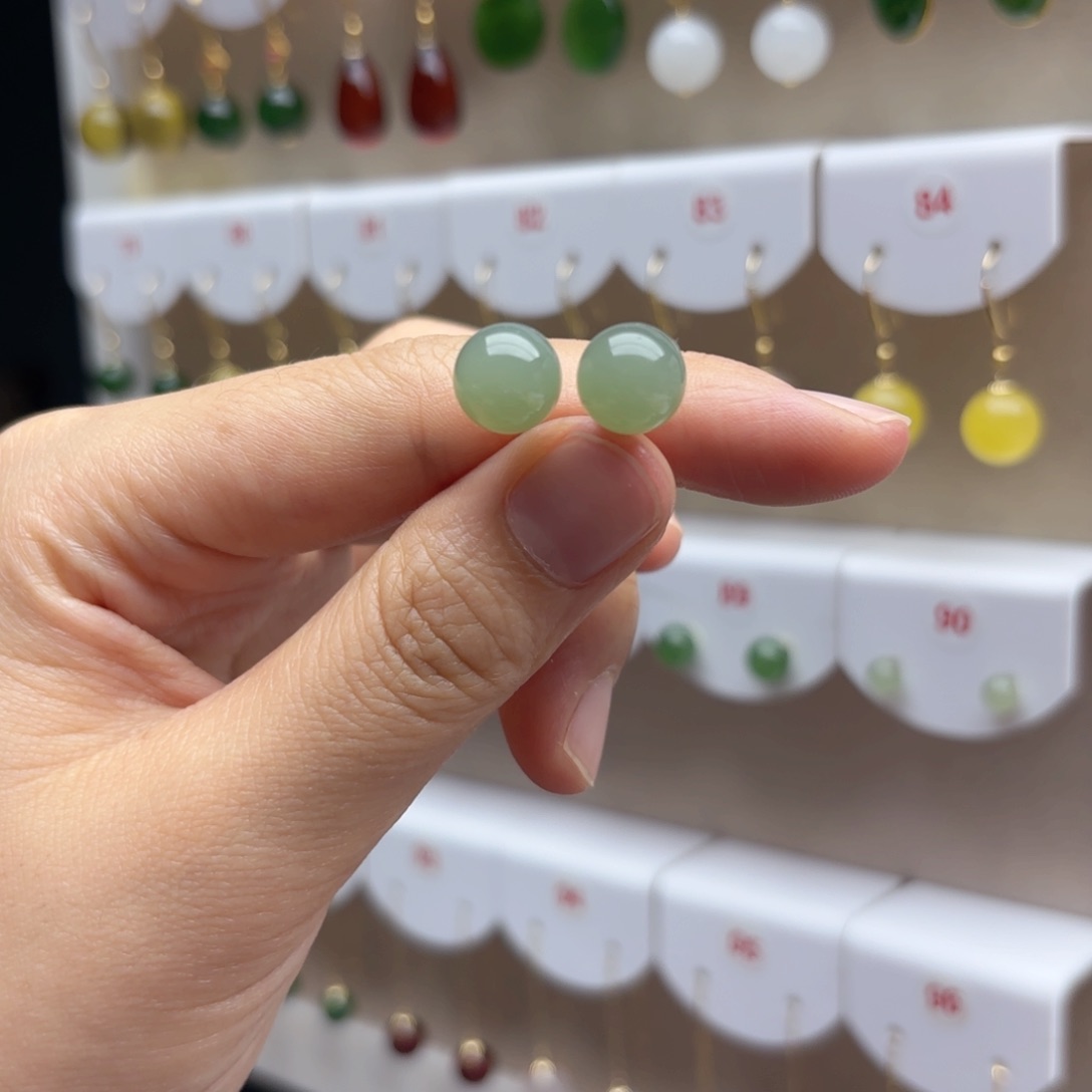 银S925镶嵌和田玉耳饰