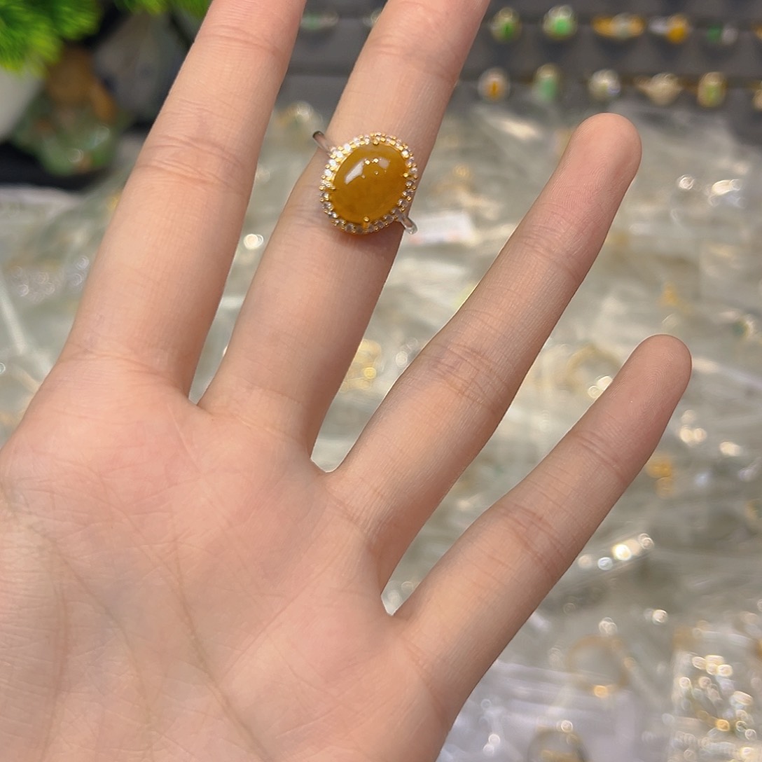 翡翠戒指银S925镶嵌翡翠