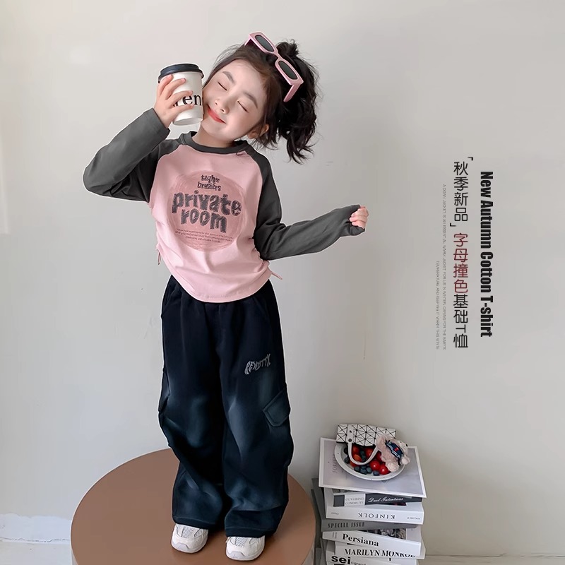 女童春秋款长袖T恤2025新款洋气春装儿童打底衫时髦女孩春季上衣