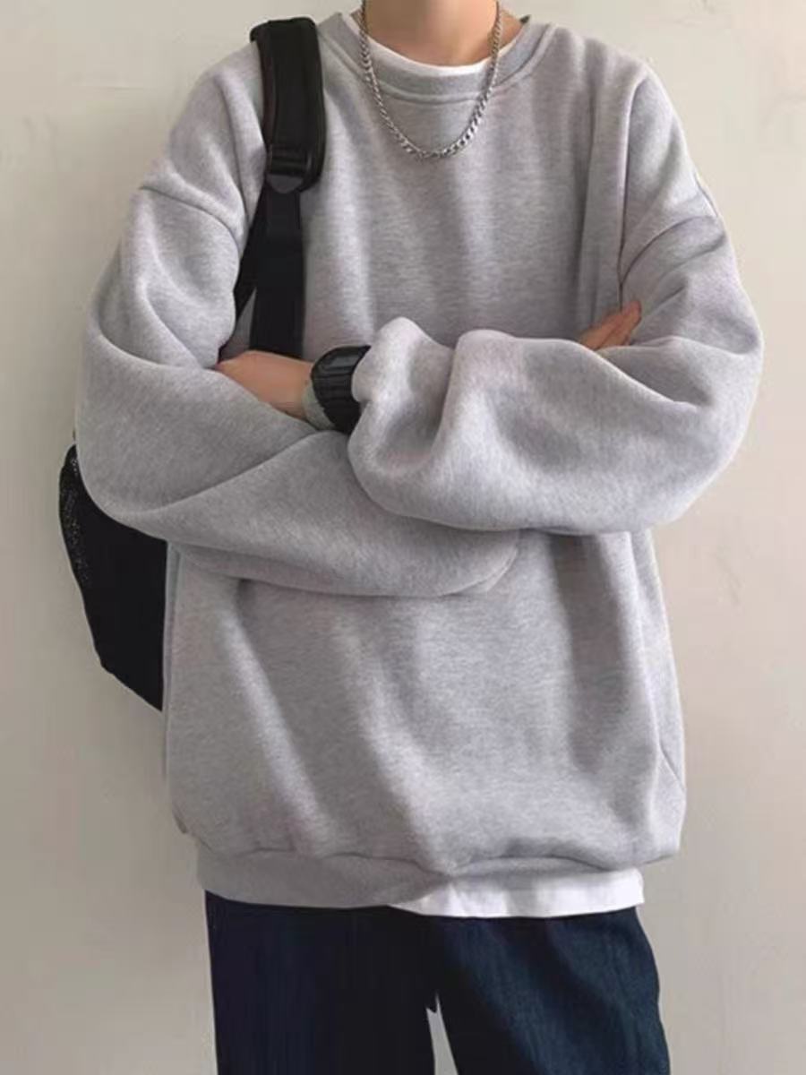 （700-799）秋冬长袖男士卫衣宽松加绒圆领韩版ins