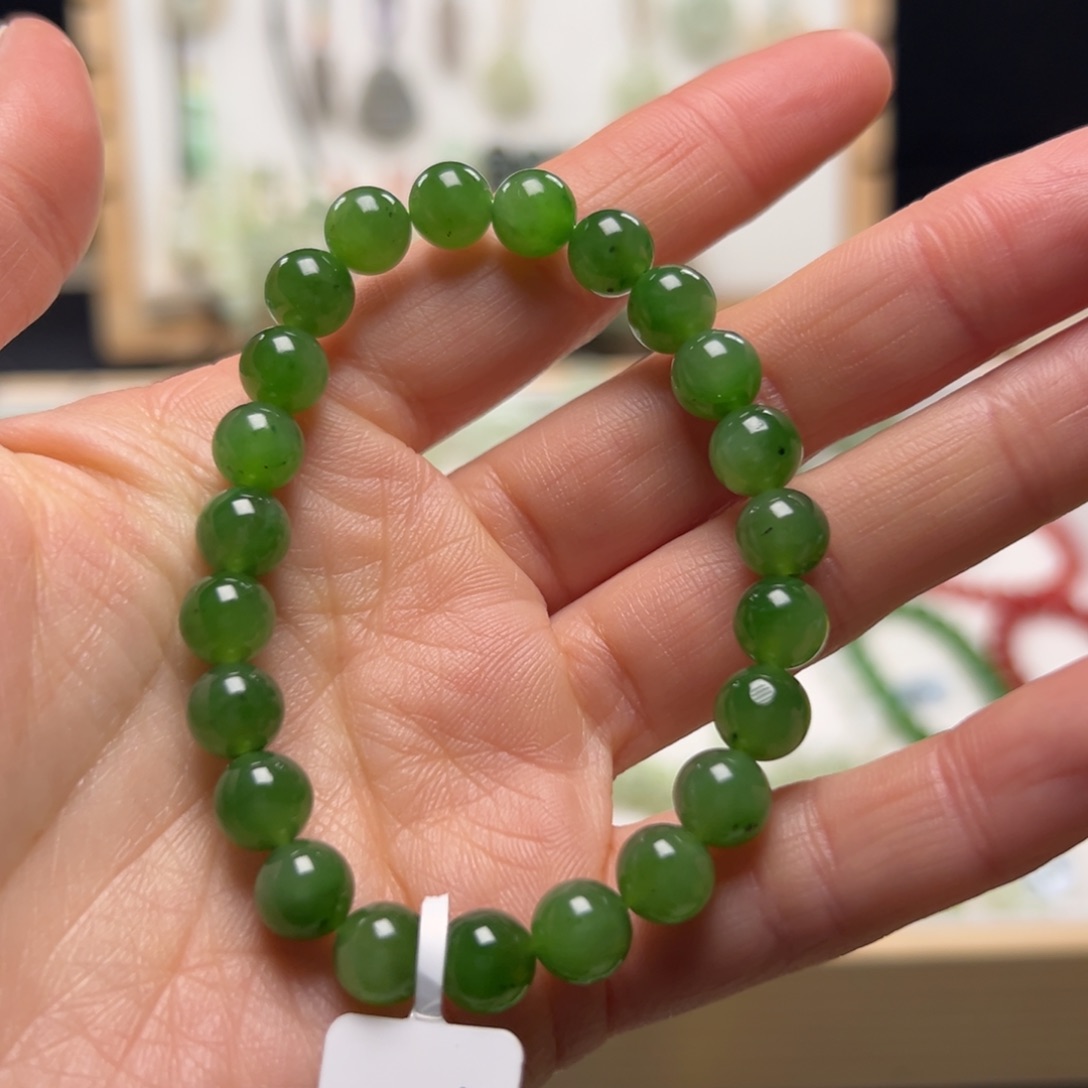 和田玉（碧玉）手串未镶嵌微瑕福利款