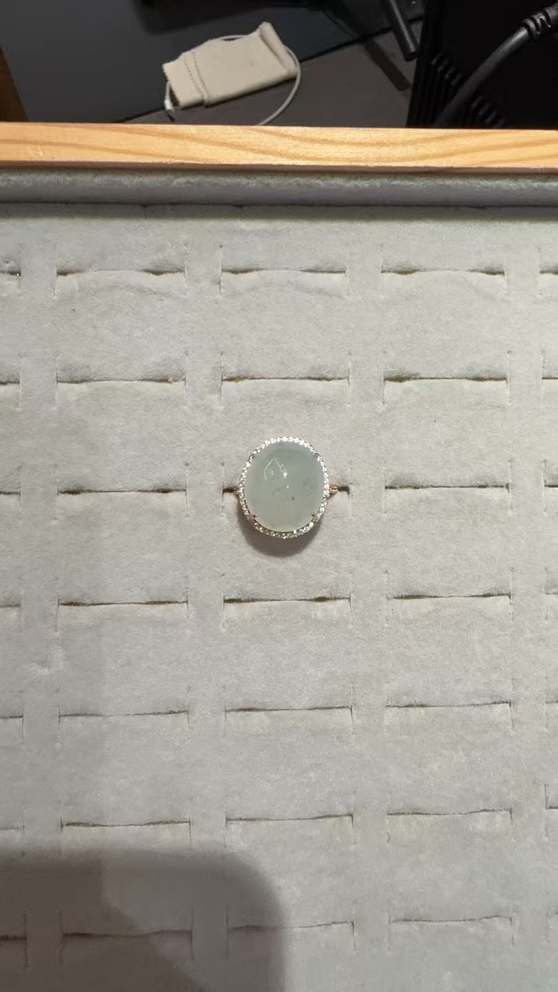 粉丝福利天然A货翡翠戒指S925银镶