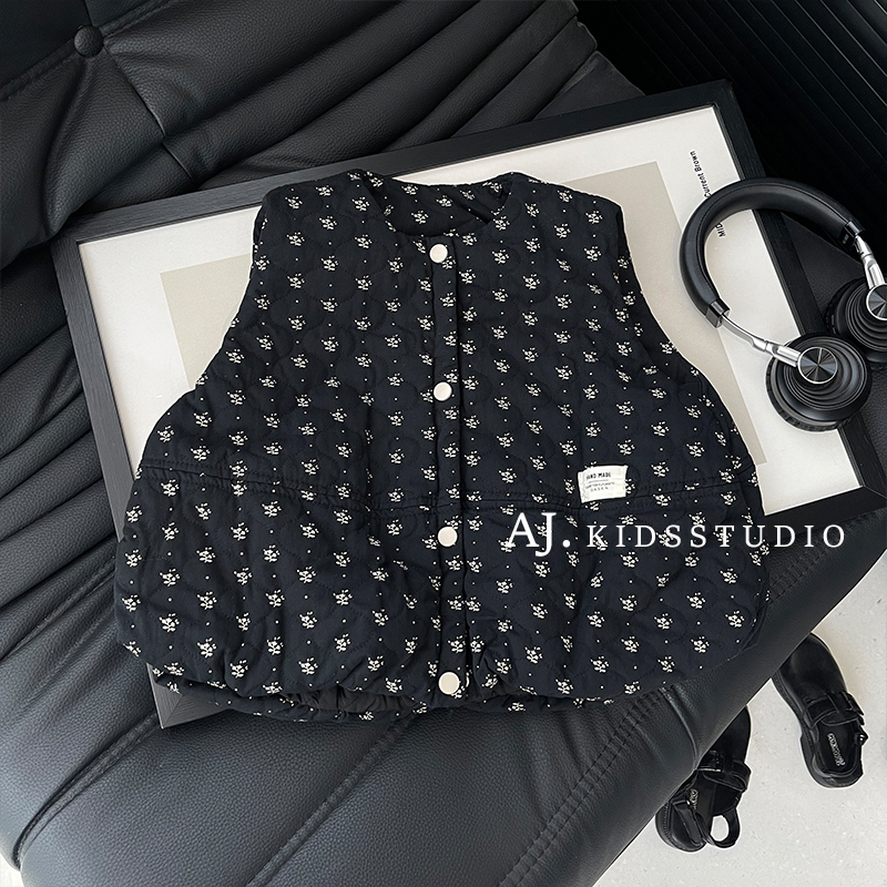 现货【繁花】阿卷冬装女童复古碎花葫芦纹绗棉百搭棉马甲MPG7053