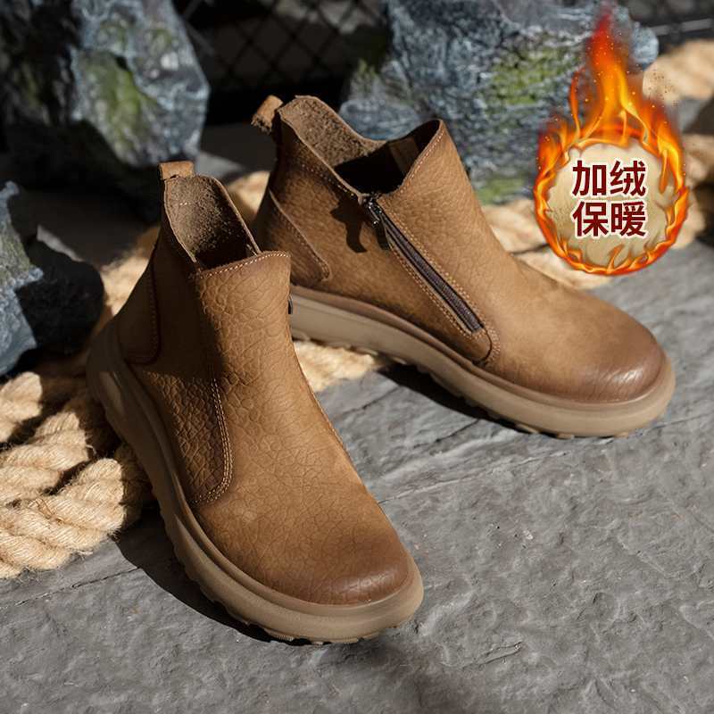 AFW男款纯皮马丁靴高帮透气朋克风复古百搭经典潮流软底7866-02