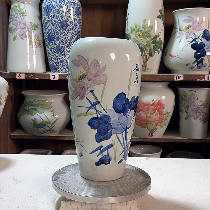 瓶大萝卜青花荷花新款陶瓷