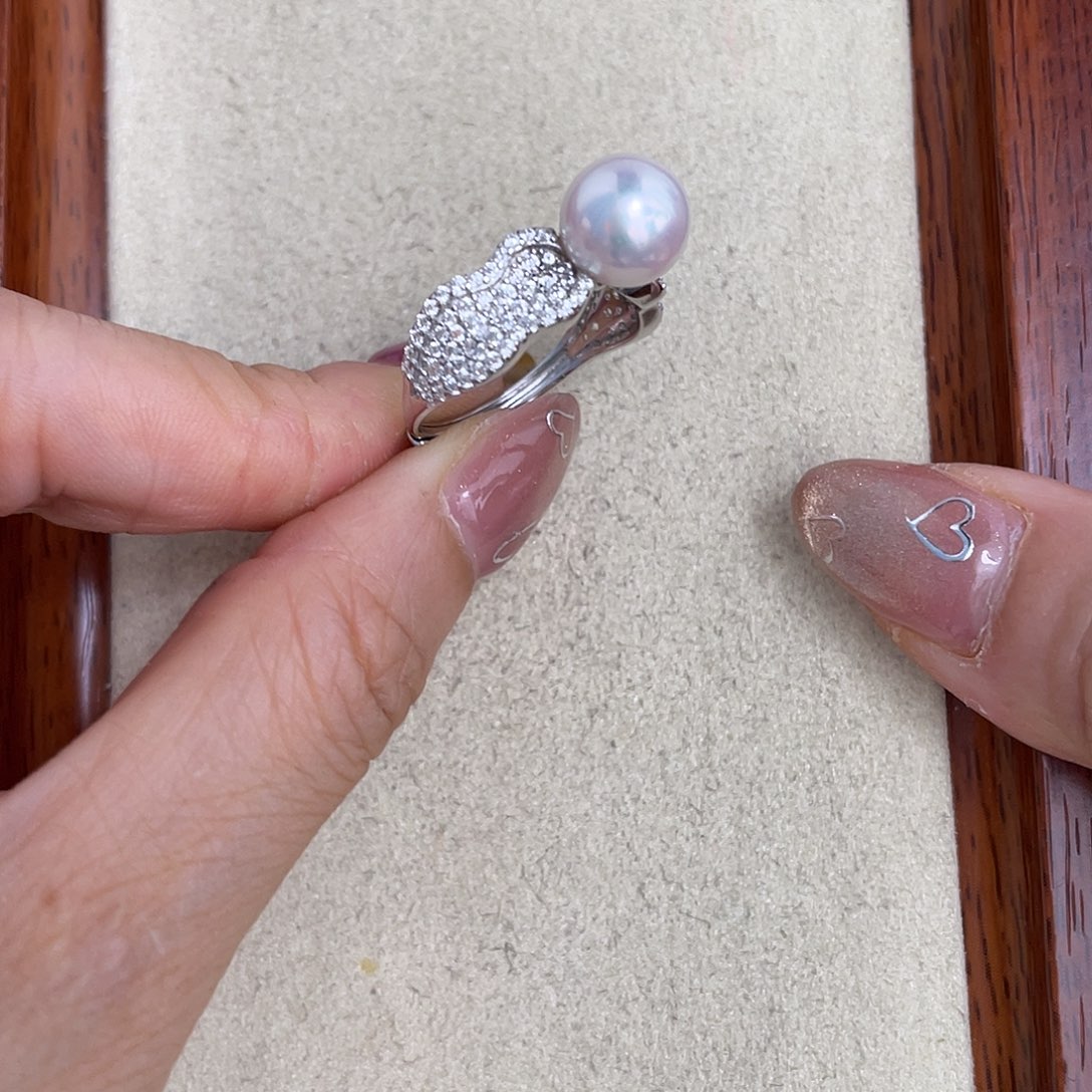 海水珍珠戒指银S925镶嵌
