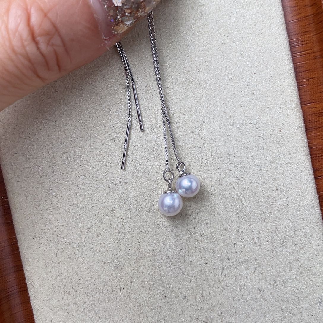 淡水珍珠耳饰银S925镶嵌