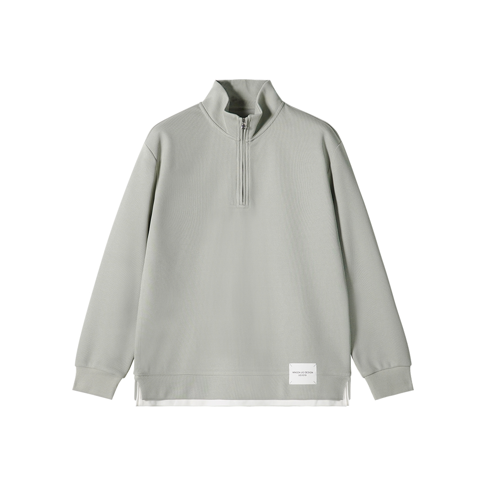 加厚立领假两件长袖春秋百搭男士半拉链套头卫衣#9008