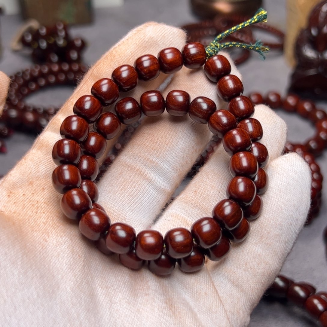 小叶紫檀手串/手链8.5*9 极限弧 果冻鳞 手持 油透感