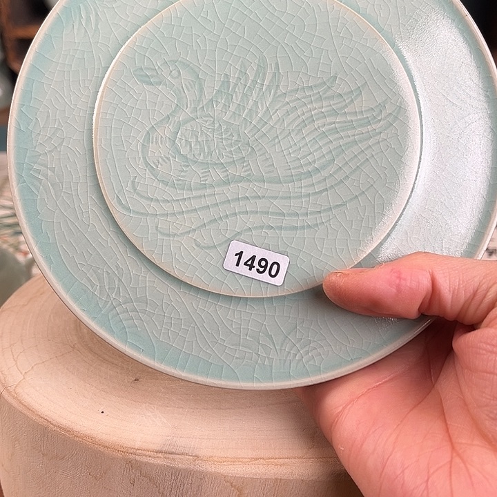 杯1490微瑕青鸾汝瓷原矿