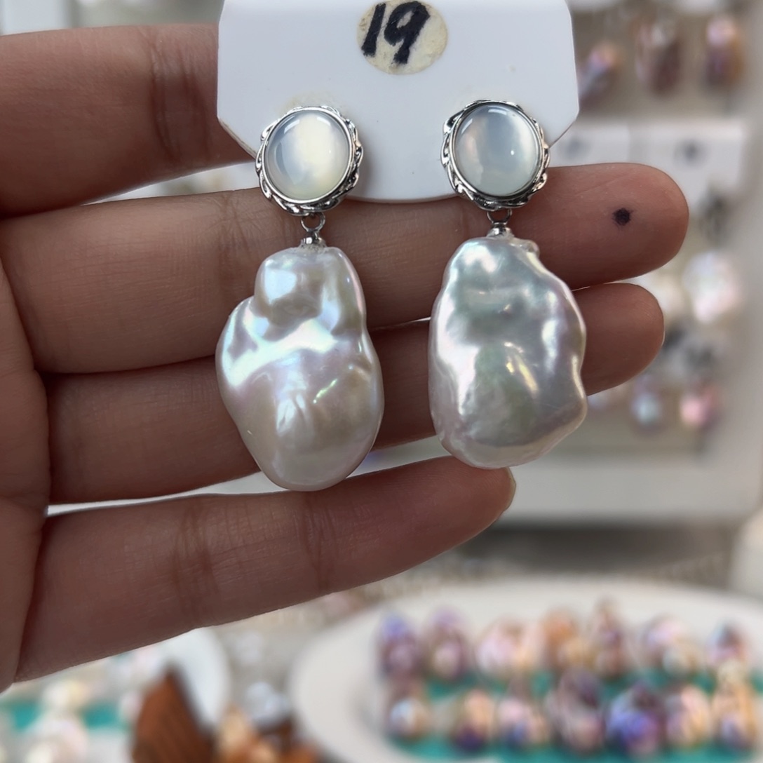 淡水珍珠耳饰未镶嵌夕**画