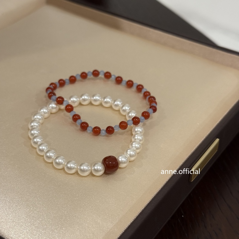 胭脂缀雪新中式简约弹力绳串珠手链【S424】
