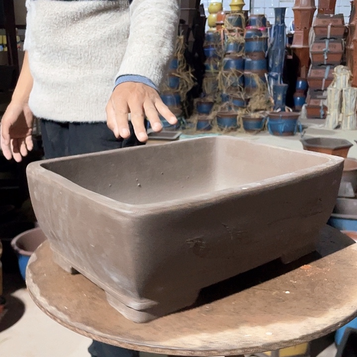 34紫泥圆角马槽花盆