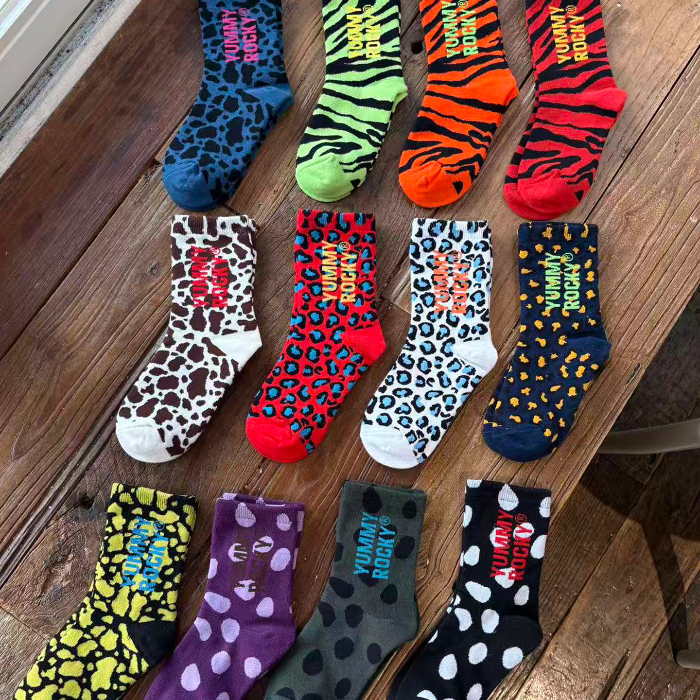 yummy&rocky花色提花大弹力长筒袜