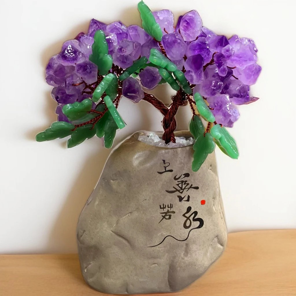 【轻奢高品】上善若水紫水晶树摆件陶瓷摆件手工点缀精美