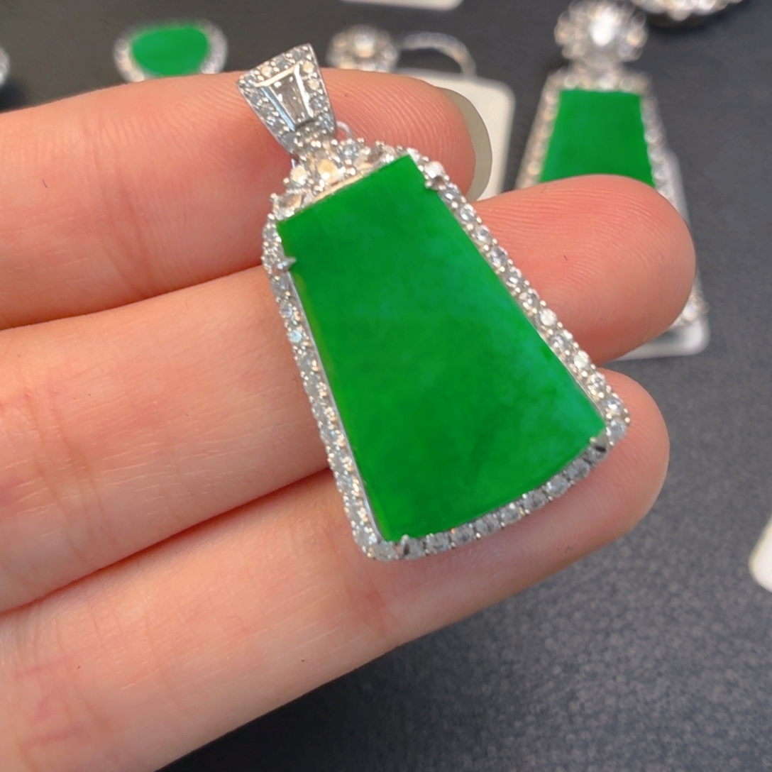 翡翠银S925镶嵌吊坠(不含链)