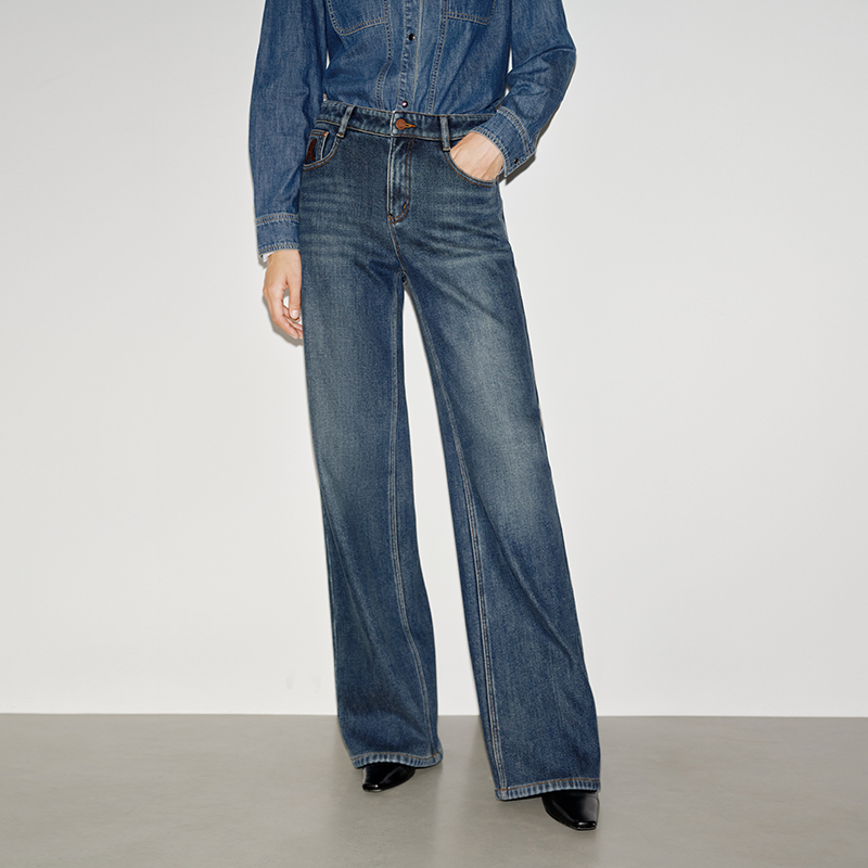 【裤子】【商场同款新品】艾诺丝雅诗 简约加厚磨毛牛仔裤 AR324024