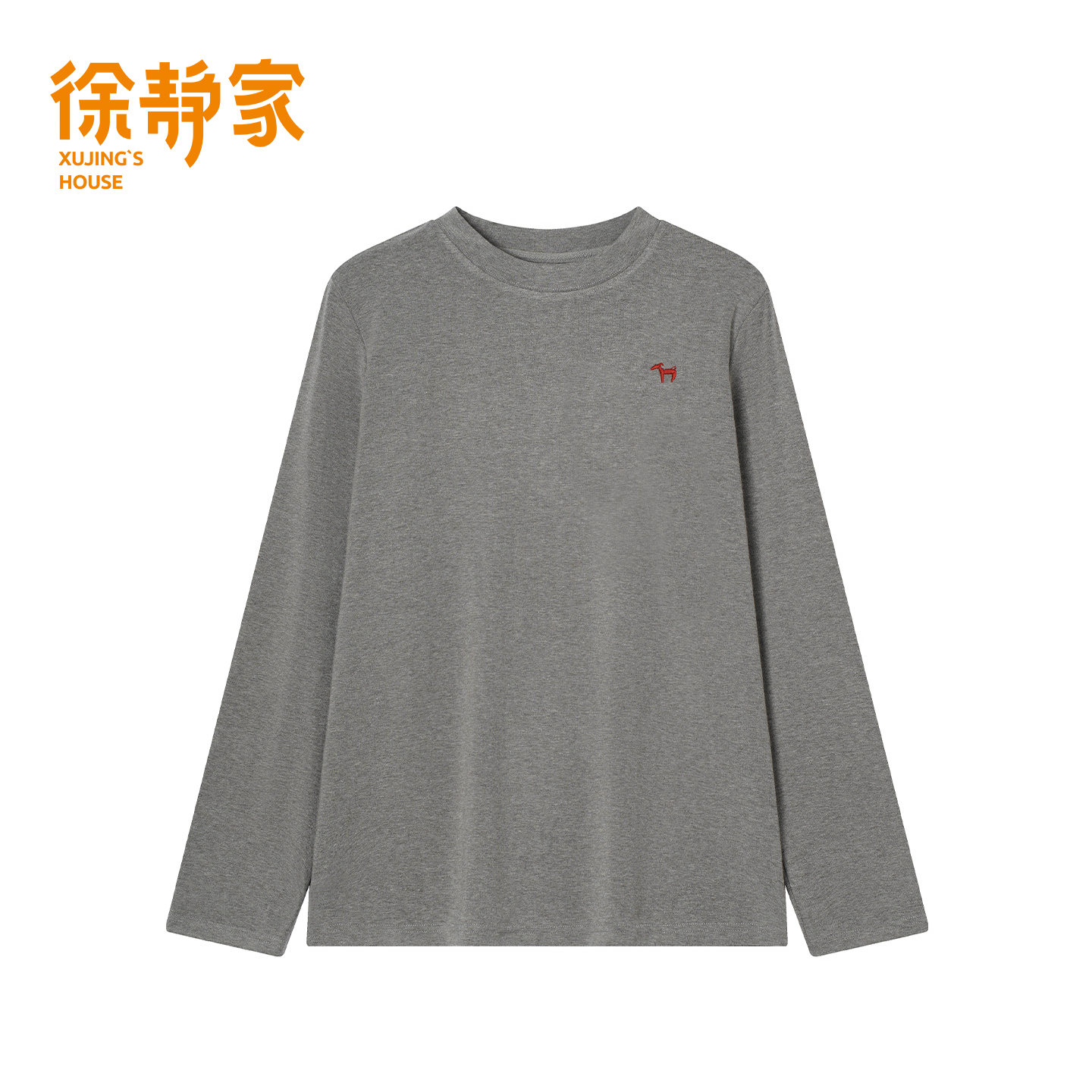 秋冬季韩版圆领长袖刺绣T恤女宽松显瘦百搭上衣宽松打底衫W-28