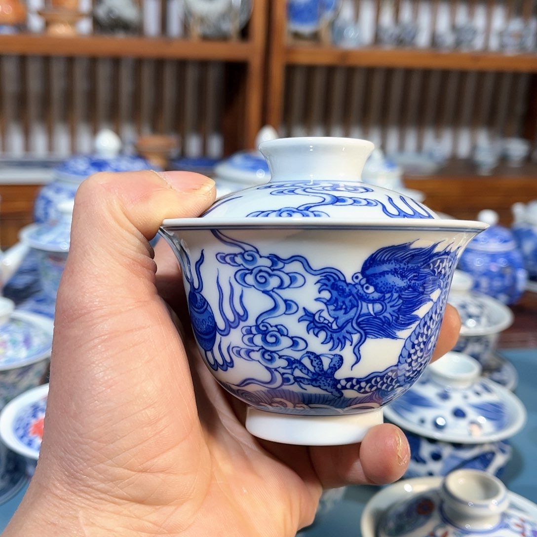 錡镇堂手工手绘盖碗