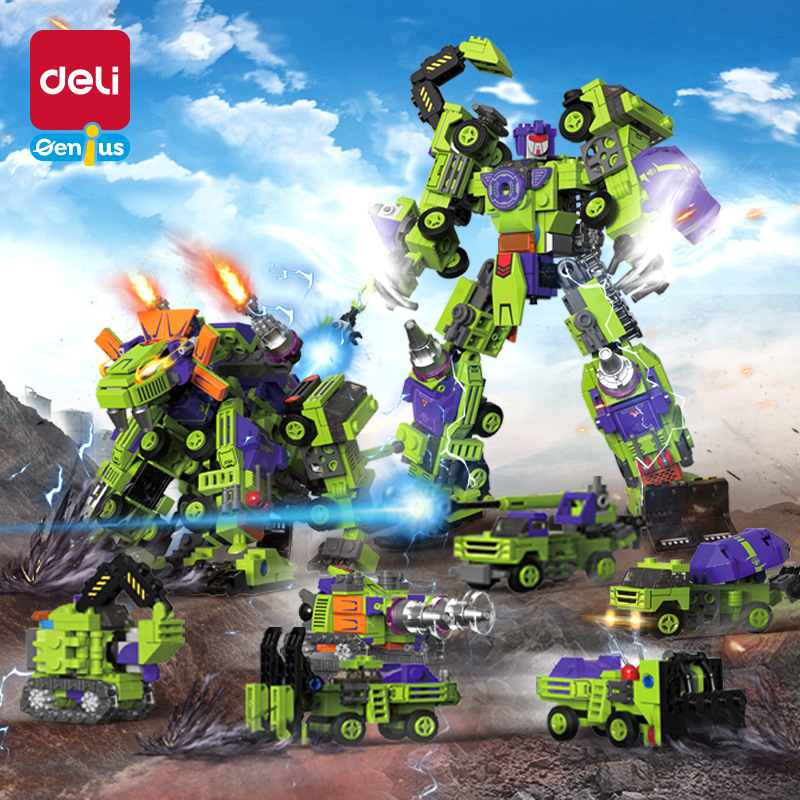 得力YP158六变二合体积木儿童益智玩具拼装模型积木