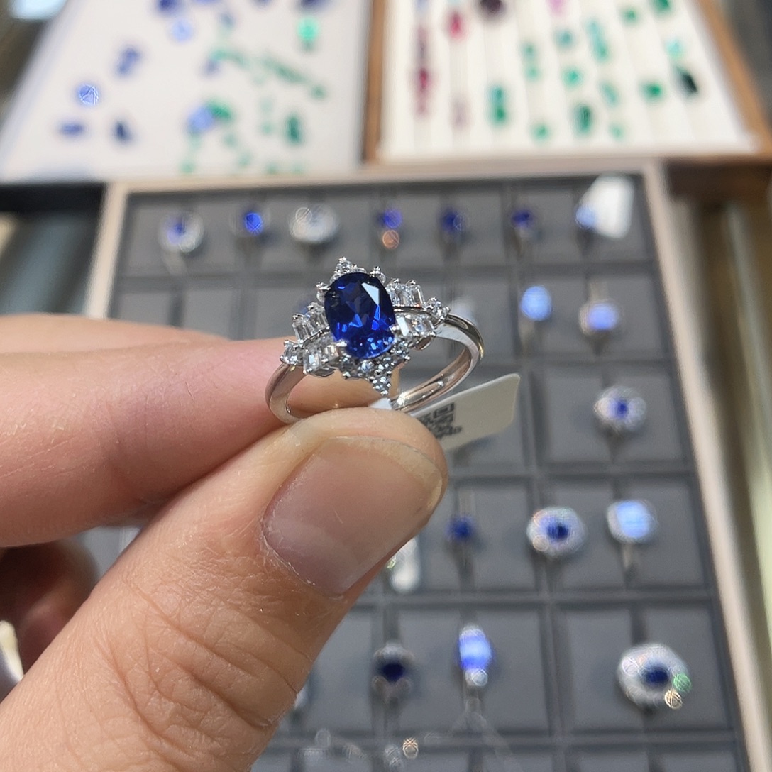 925银培育宝石实心s925银镶