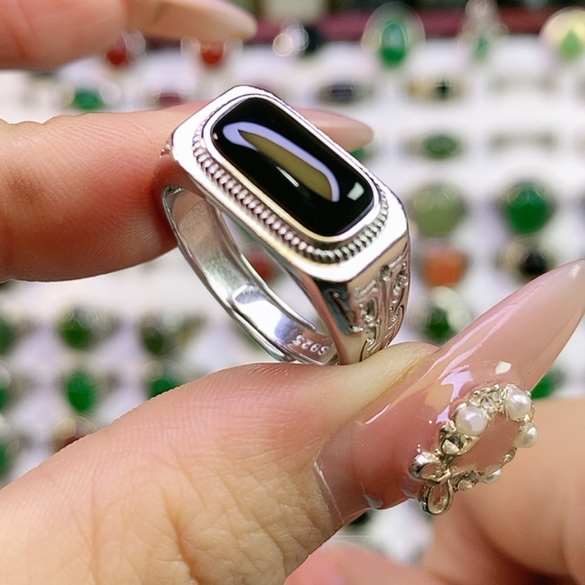 【闪购商品】银S925镶嵌戒指玛瑙/玉髓