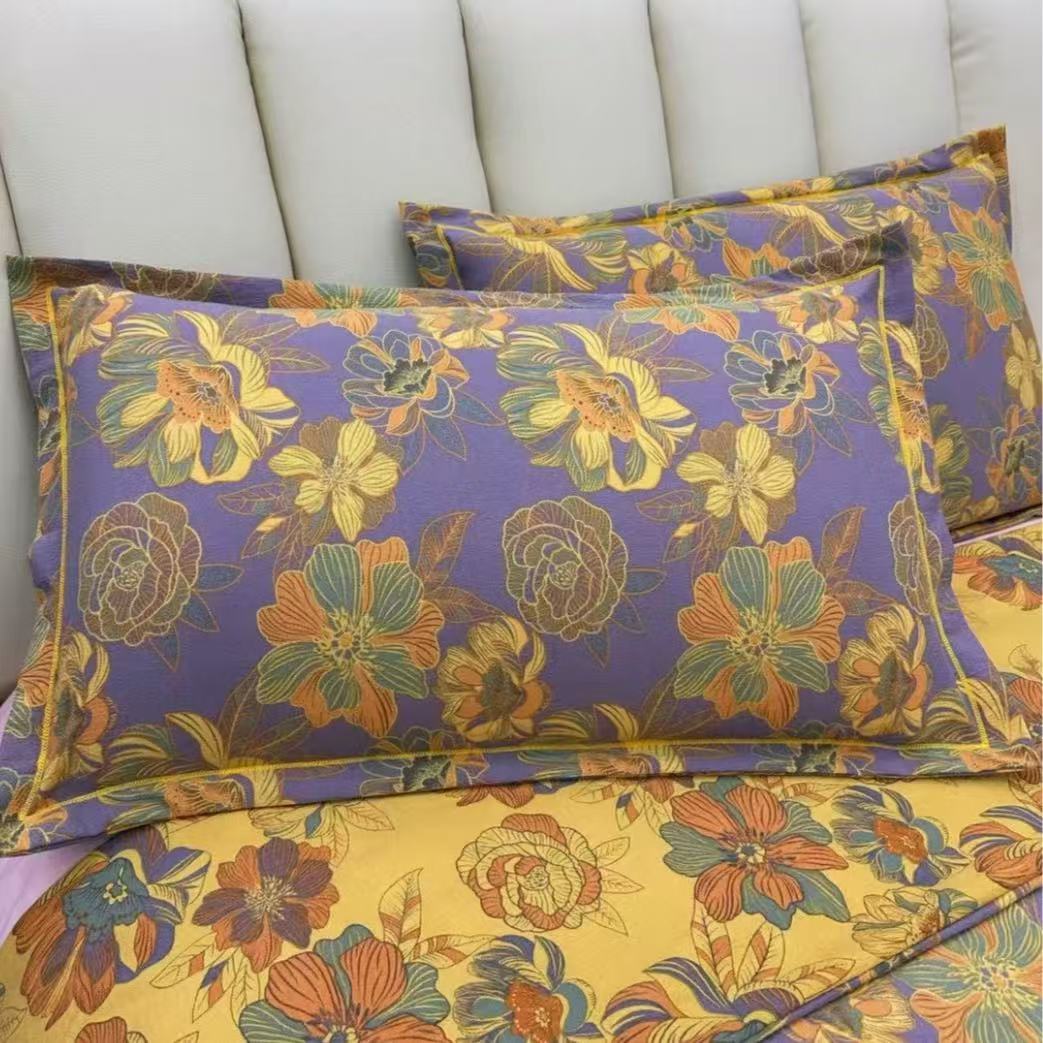 亲肤棉双层纱枕套--金彩花韵4