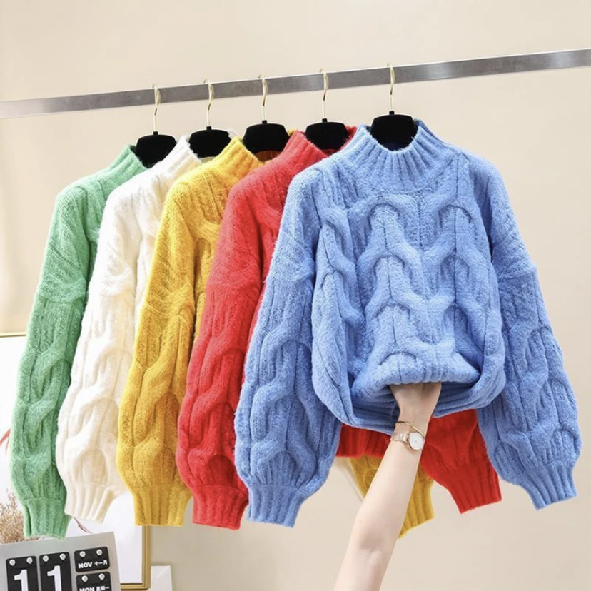 (551-600)毛衣过款链接宽松加厚秋冬套头外穿针织洋气加绒韩版