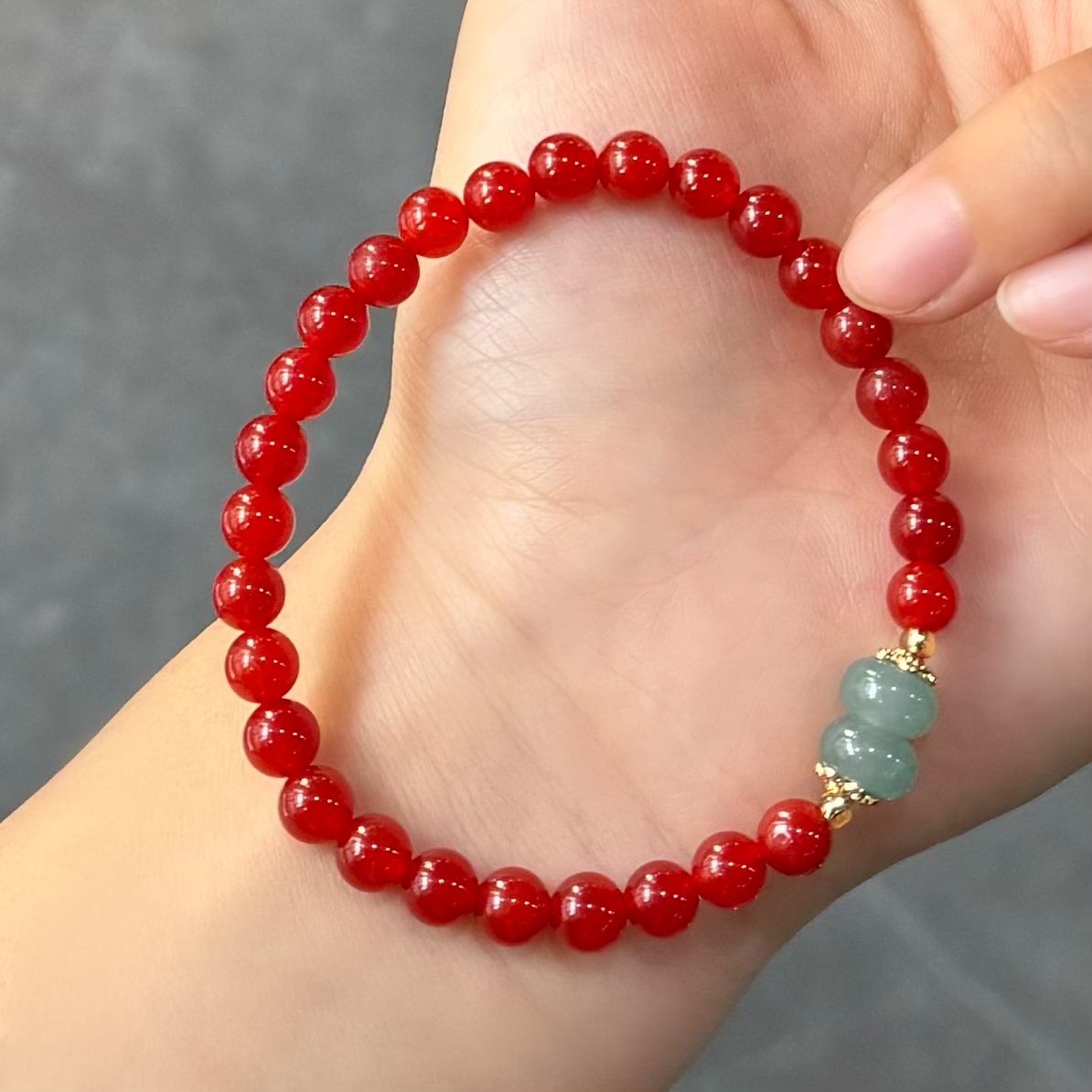 保山南红配算盘珠蓝水翡翠手串（多样性发一件）B-135